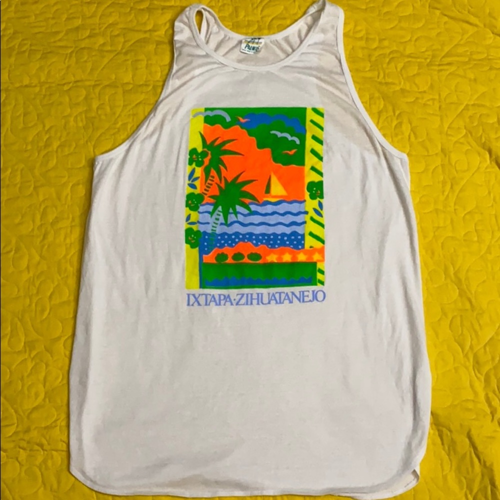 Vintage Neon Beach Ixtapa Zihuatanejo Mexico Tank - Picture 10 of 15